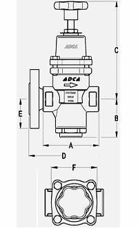 Чертеж Клапан редукционный ADCA PRV25/2S Ду20 Ру25 сильфонный стальной