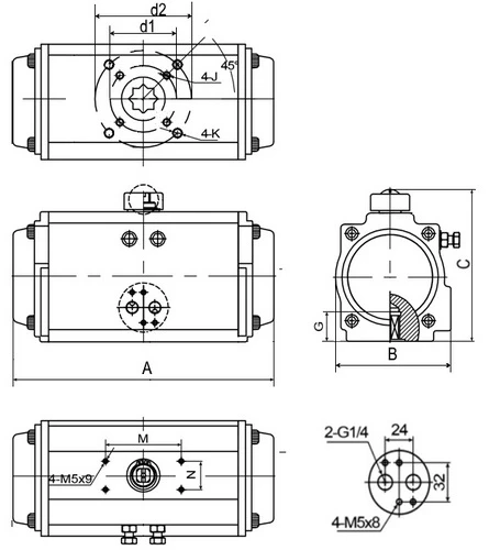 Кран шаровой ALSO КШ.М.Р.065.25-01 2 1/2″ Ду65 Ру25 стандартнопроходной, внутренняя резьба, корпус - сталь 20, уплотнение - PTFE, управление - пневмопривод PA-DA-083 с ручным дублером HDM-2