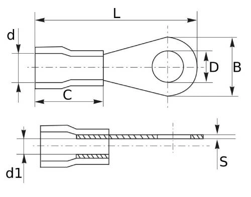 Наконечник кольцевой EKF НКИ 5.5-4 сечение проводника 4-6 мм2, отверстие под винт М4, цвет желтый, материал корпуса медь луженая, изолированный, упаковка 50 шт nki-5.5-4n