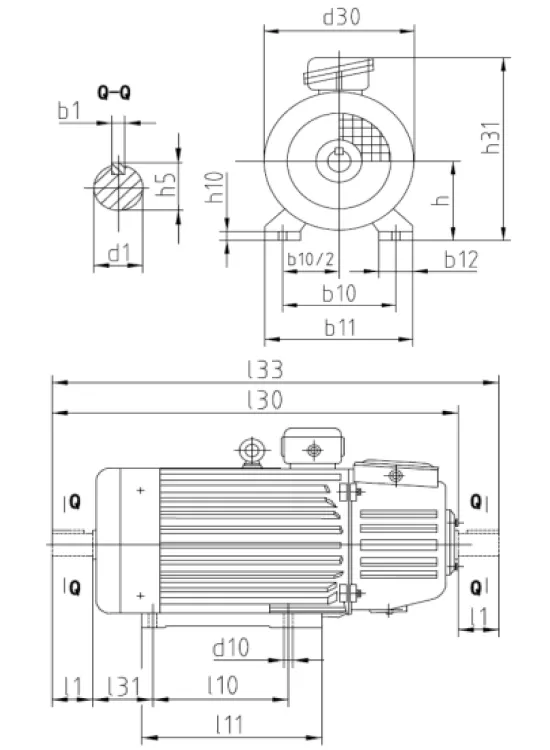 Электродвигатель ЭЛМАШ МТН 132LB6-IM1002-7.5-905 трехфазный, монтажное исполнение IM1002, мощность 7.5 кВт, частота вращения ~ 905 об/мин, корпус - чугун
