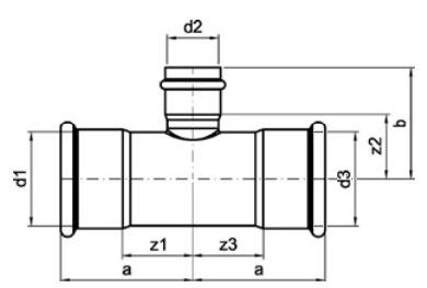 Тройник SANHA 9130 Дн54x42x54 Pу16 ВПр, переходной, из нержавеющей стали