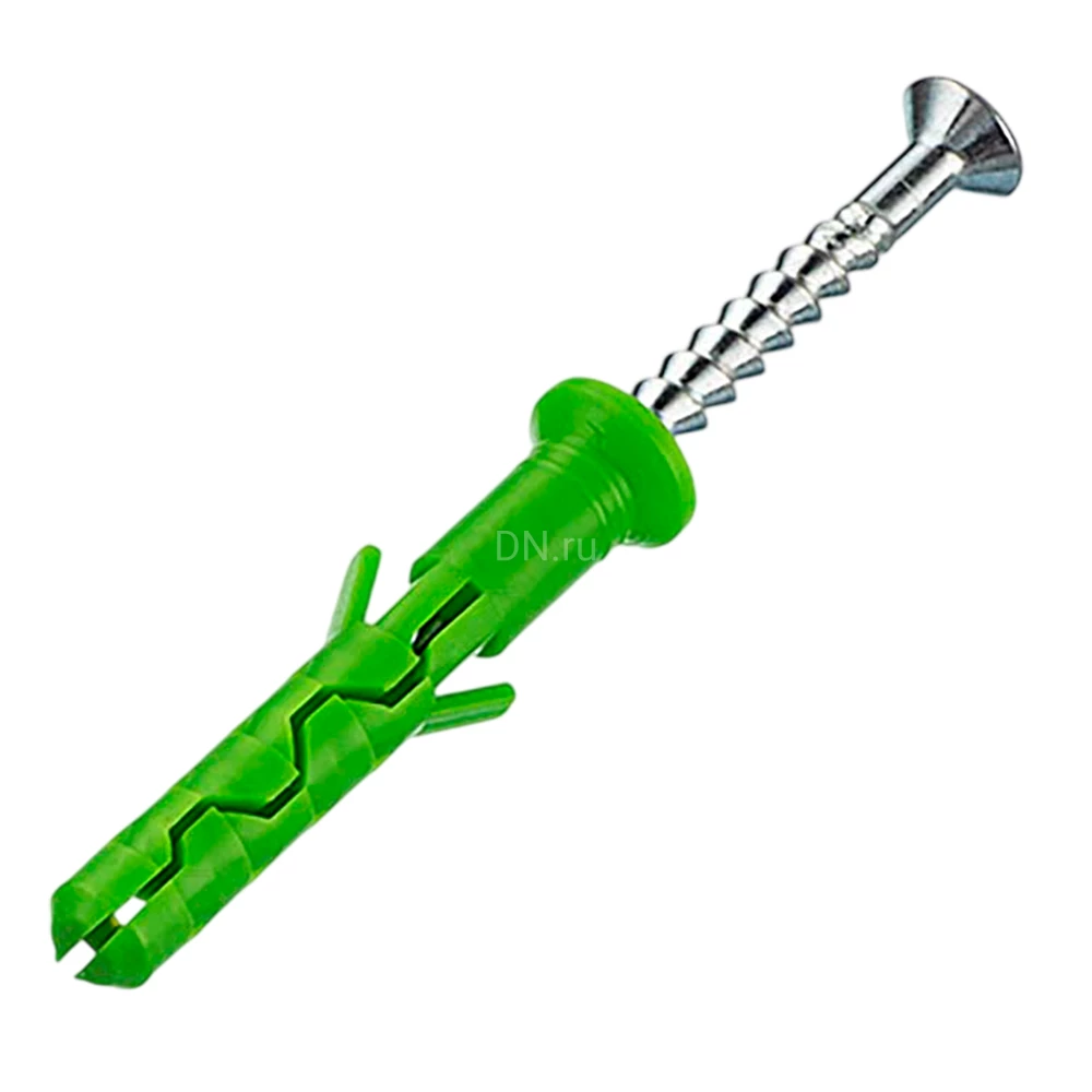 Дюбель-гвоздь Роскреп 6х80мм потайная манжета, материал - оцинкованная сталь, цвет - зеленый, упаковка - 100шт, отгрузка по 25 упаковок