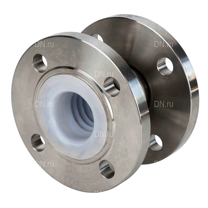 Компенсатор сильфонный осевой CB-3232P-F Ду65 Ру16 фланцевый, сильфон - нержавеющая сталь SS316, уплотнение - PTFE, футерованный, осевой ход 30мм
