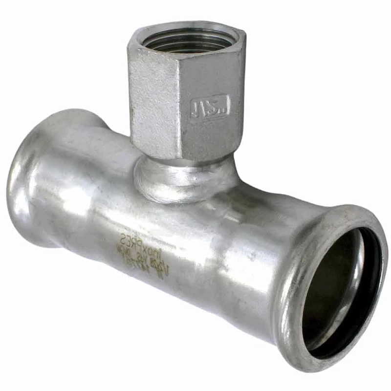 Тройник RM InoxPRES 189 Дн54х1/2″х54 Ру16 переходной, нержавеющая сталь AISI 316L, присоединение пресс/внутренняя резьба BSP