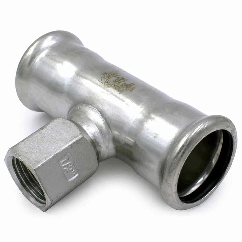 Тройник RM InoxPRES 189 Дн54х1/2″х54 Ру16 переходной, нержавеющая сталь AISI 316L, присоединение пресс/внутренняя резьба BSP